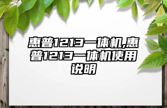 惠普1213一體機,惠普1213一體機使用說明