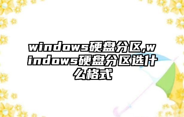 windows硬盤分區(qū),windows硬盤分區(qū)選什么格式