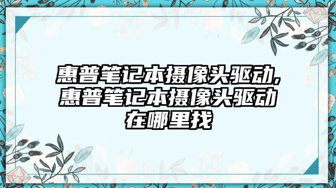 惠普筆記本攝像頭驅(qū)動,惠普筆記本攝像頭驅(qū)動在哪里找