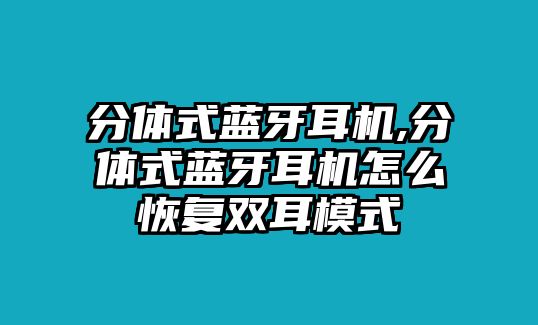 分體式藍牙耳機,分體式藍牙耳機怎么恢復(fù)雙耳模式