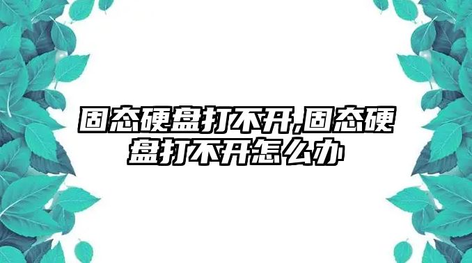 固態(tài)硬盤打不開,固態(tài)硬盤打不開怎么辦